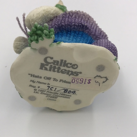 1997 Calico Kittens “Hats Off To Friends” 7C1/804 Small Collectible Figurine - Picture 11 of 11